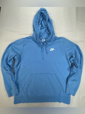 Nike Light Blue Pullover Hoodie with White Swoosh